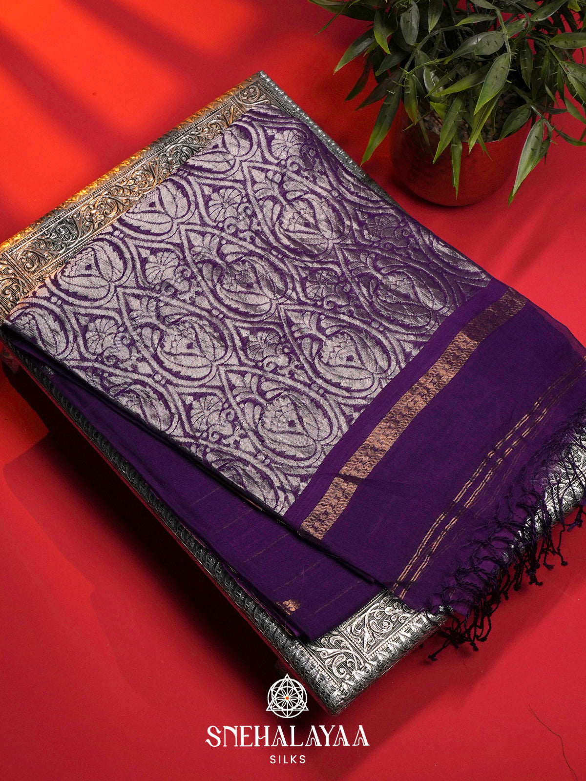 Purple Kora Silk Saree