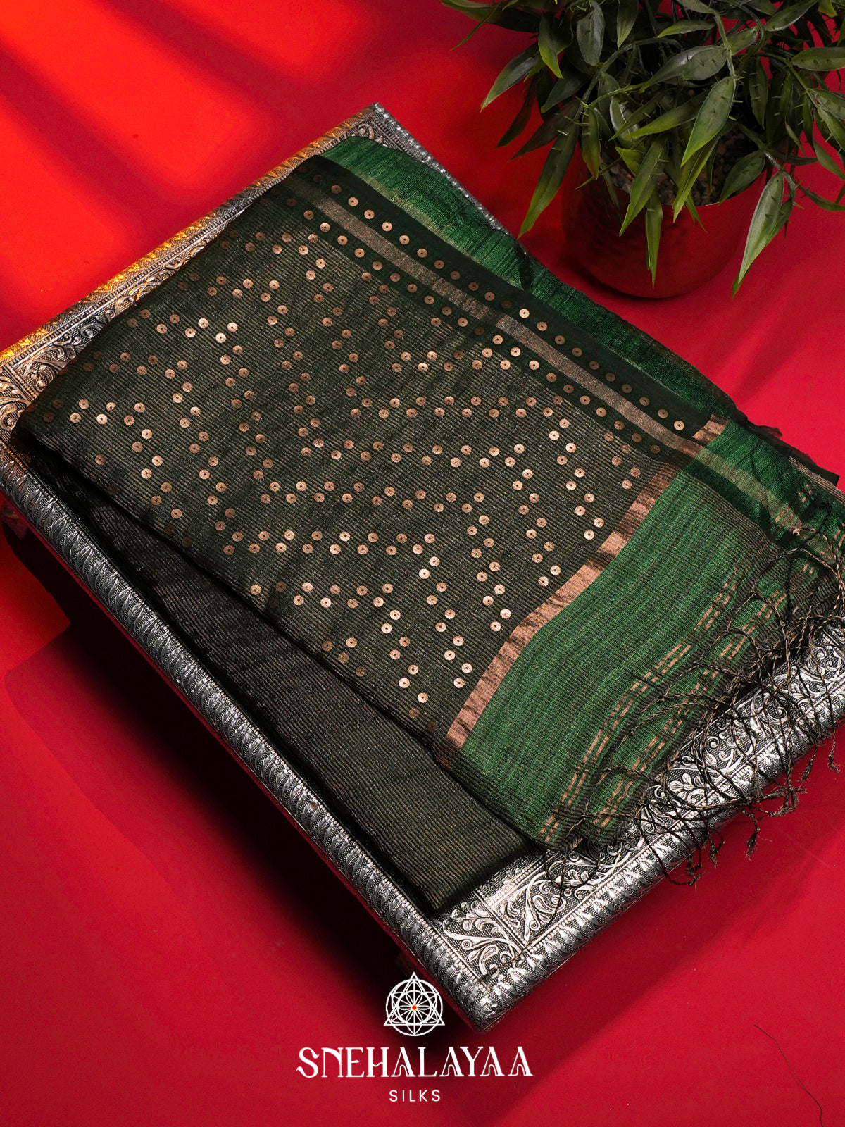 Green Kora Silk Saree