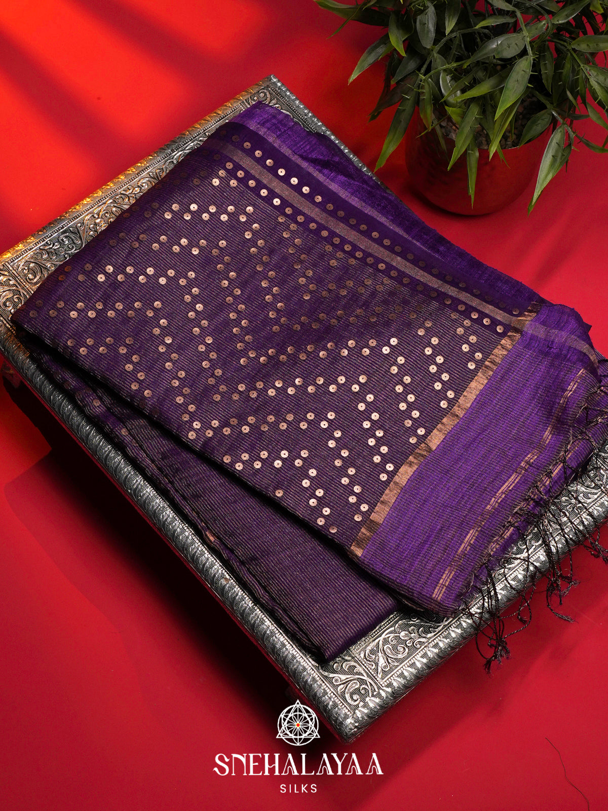 Purple Kora Silk Saree