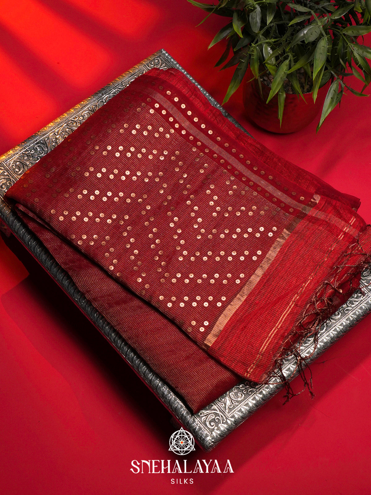 Red Kora Silk Saree