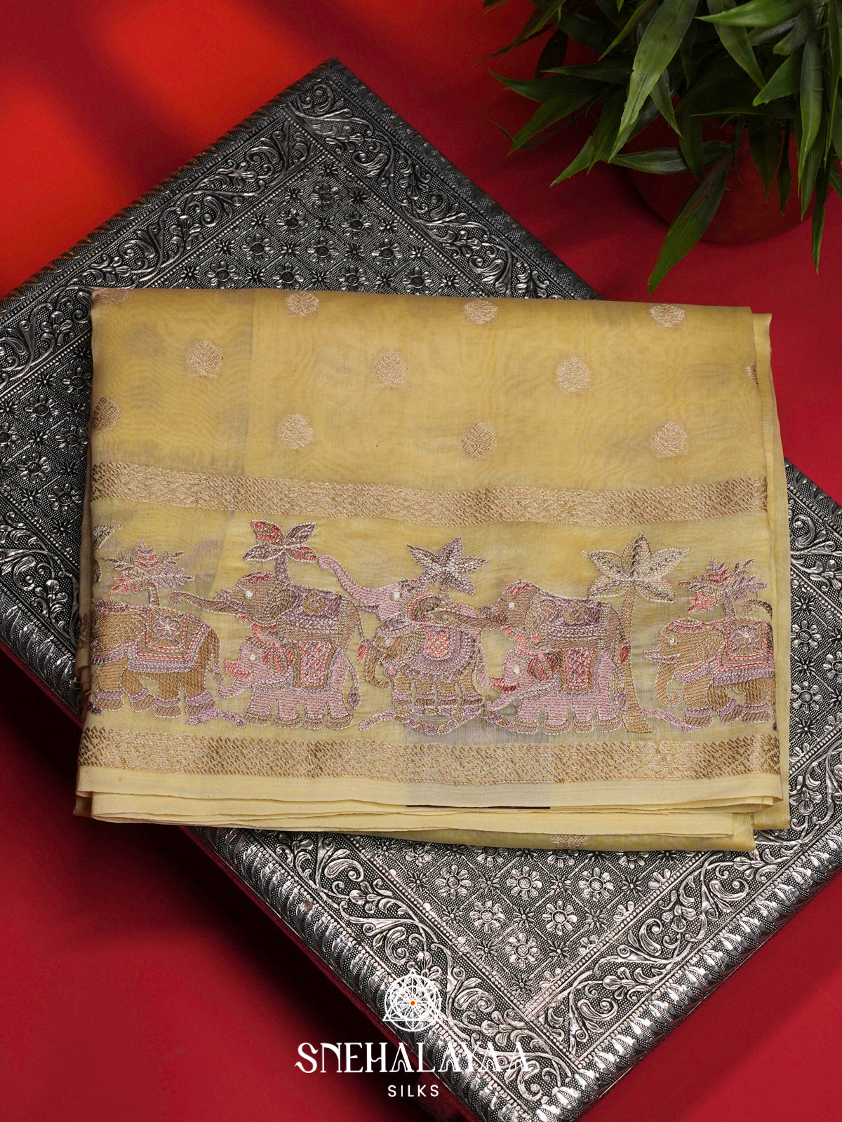 Pale Yellow Chanderi Saree