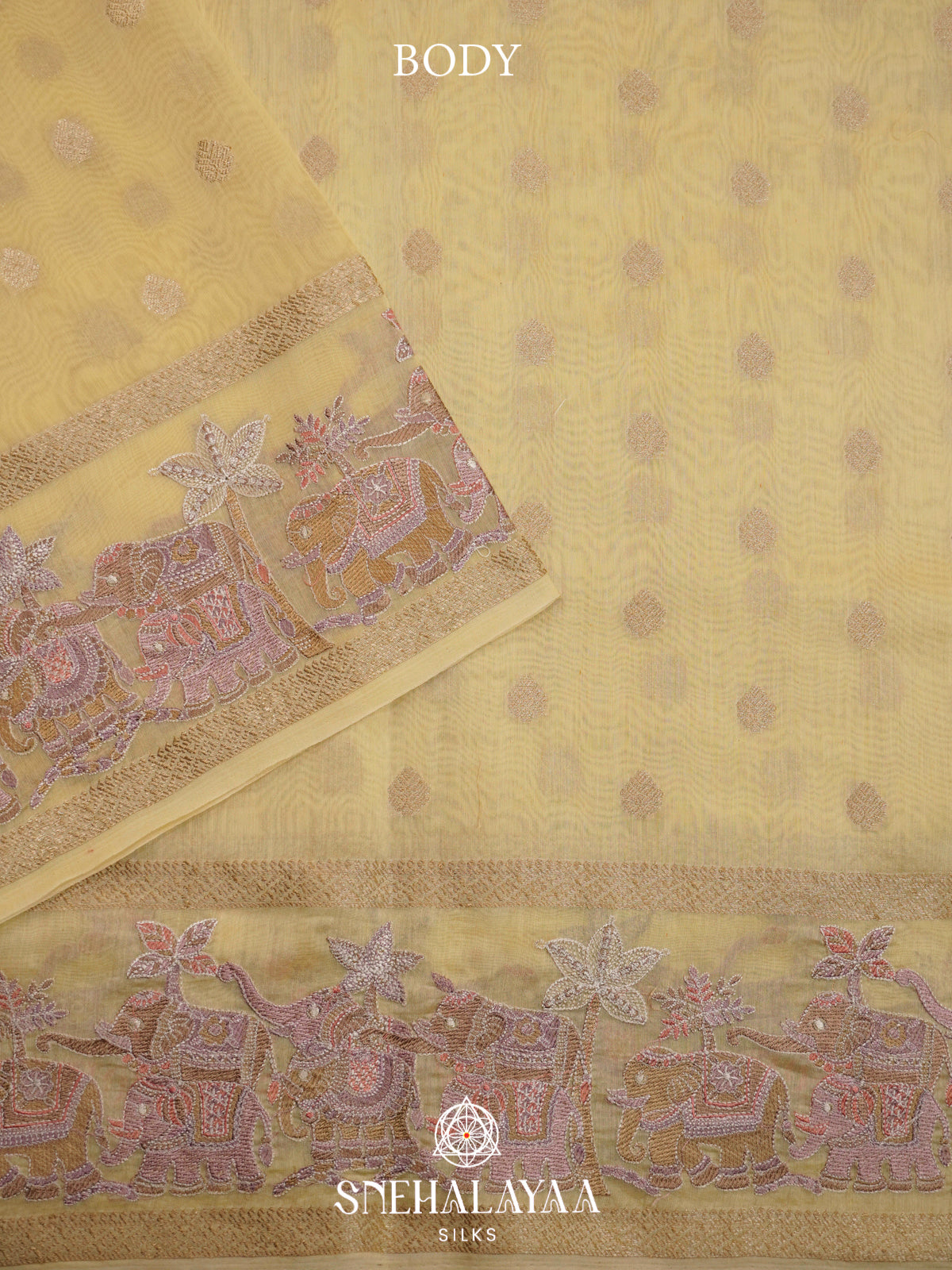 Pale Yellow Chanderi Saree
