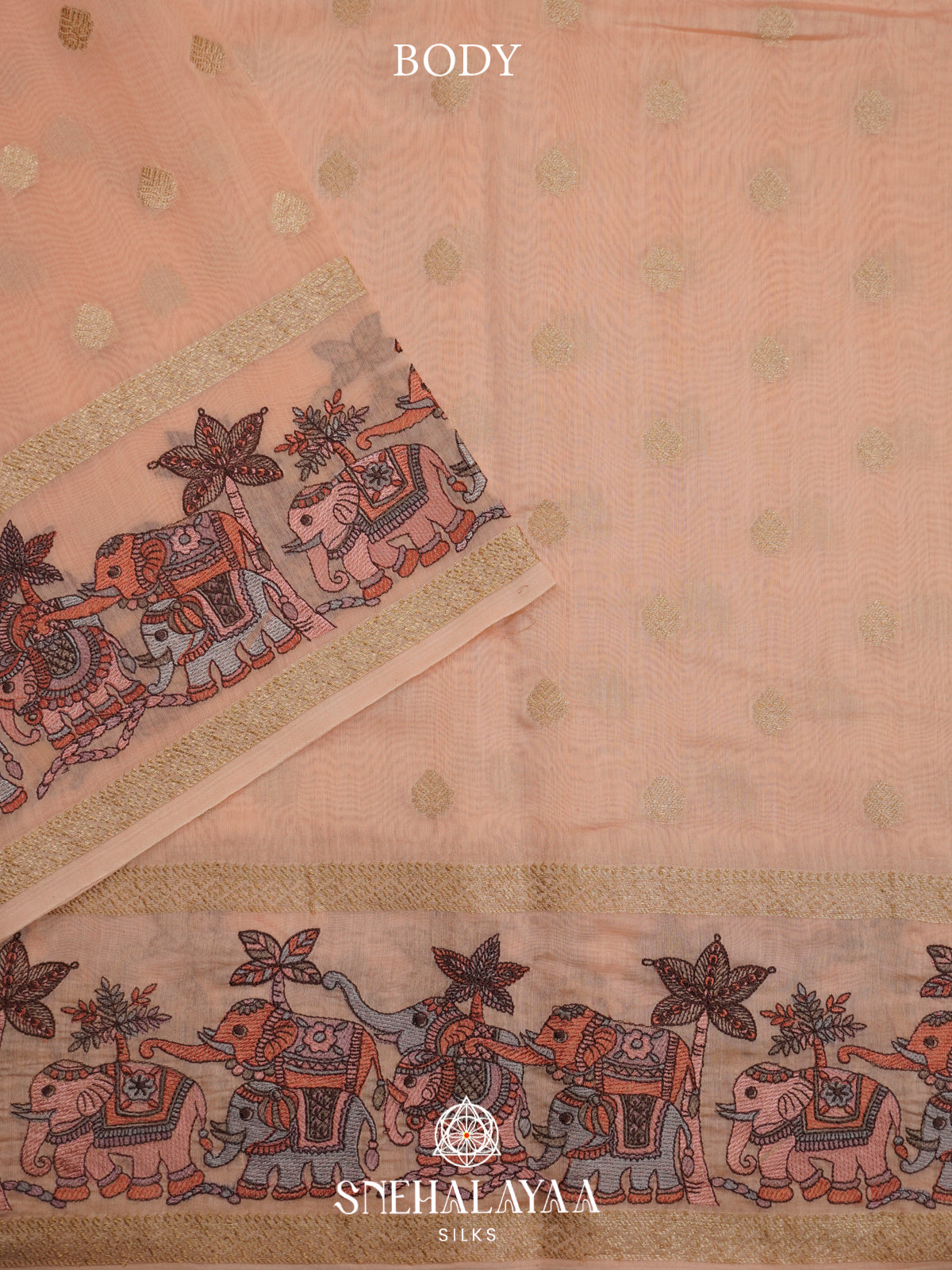 Peach Chanderi Saree