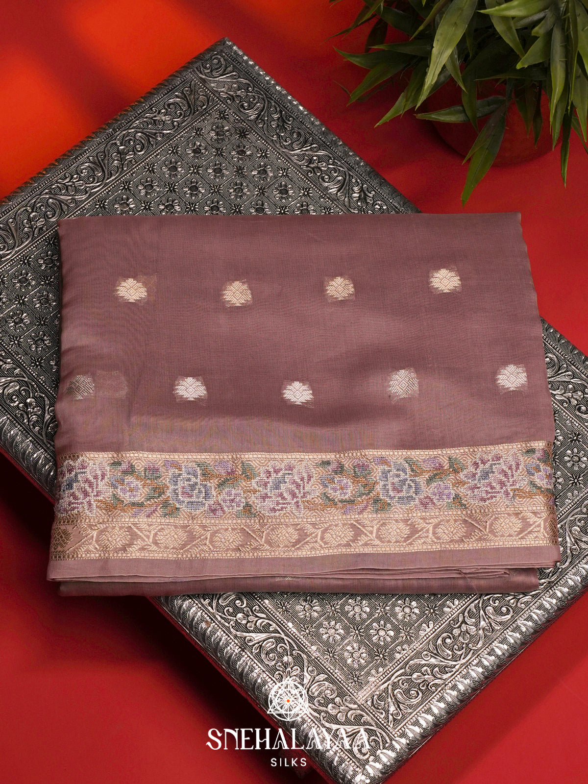 Dusty Mauve Chanderi Saree