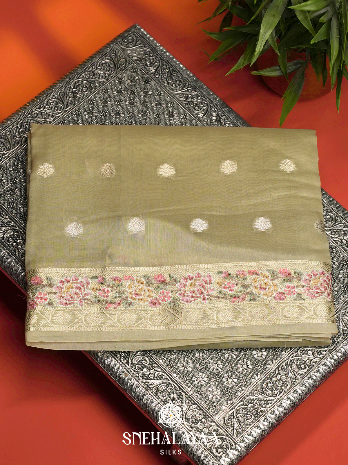 Sage Green Chanderi Saree