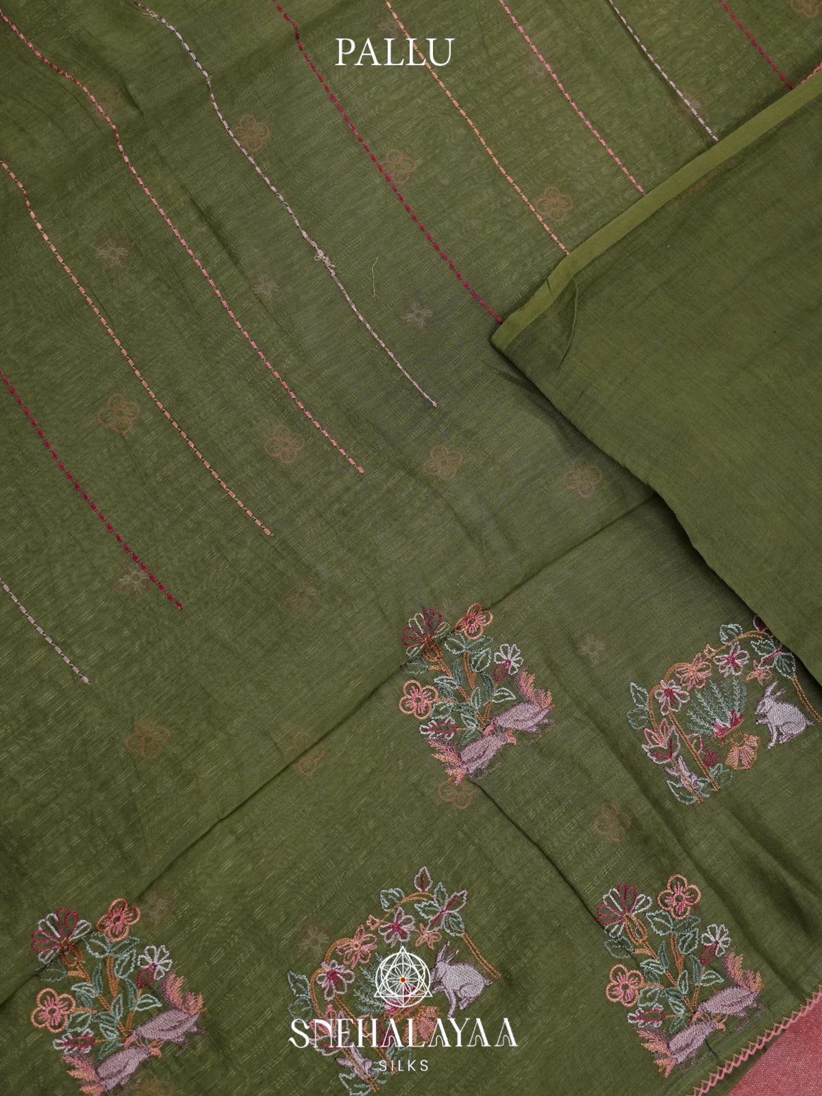 Olive Green Chanderi Saree