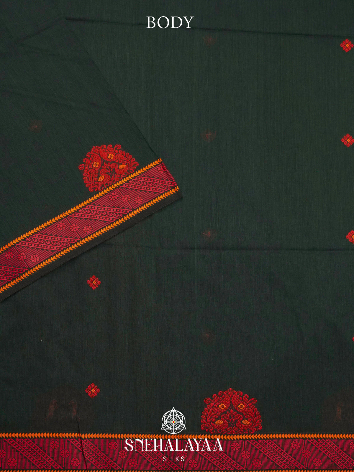 Bottle Green Chanderi Saree