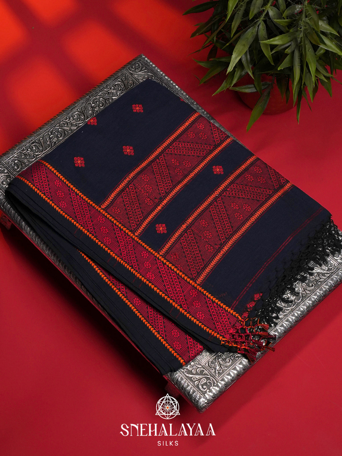 Navy Blue Chanderi Saree
