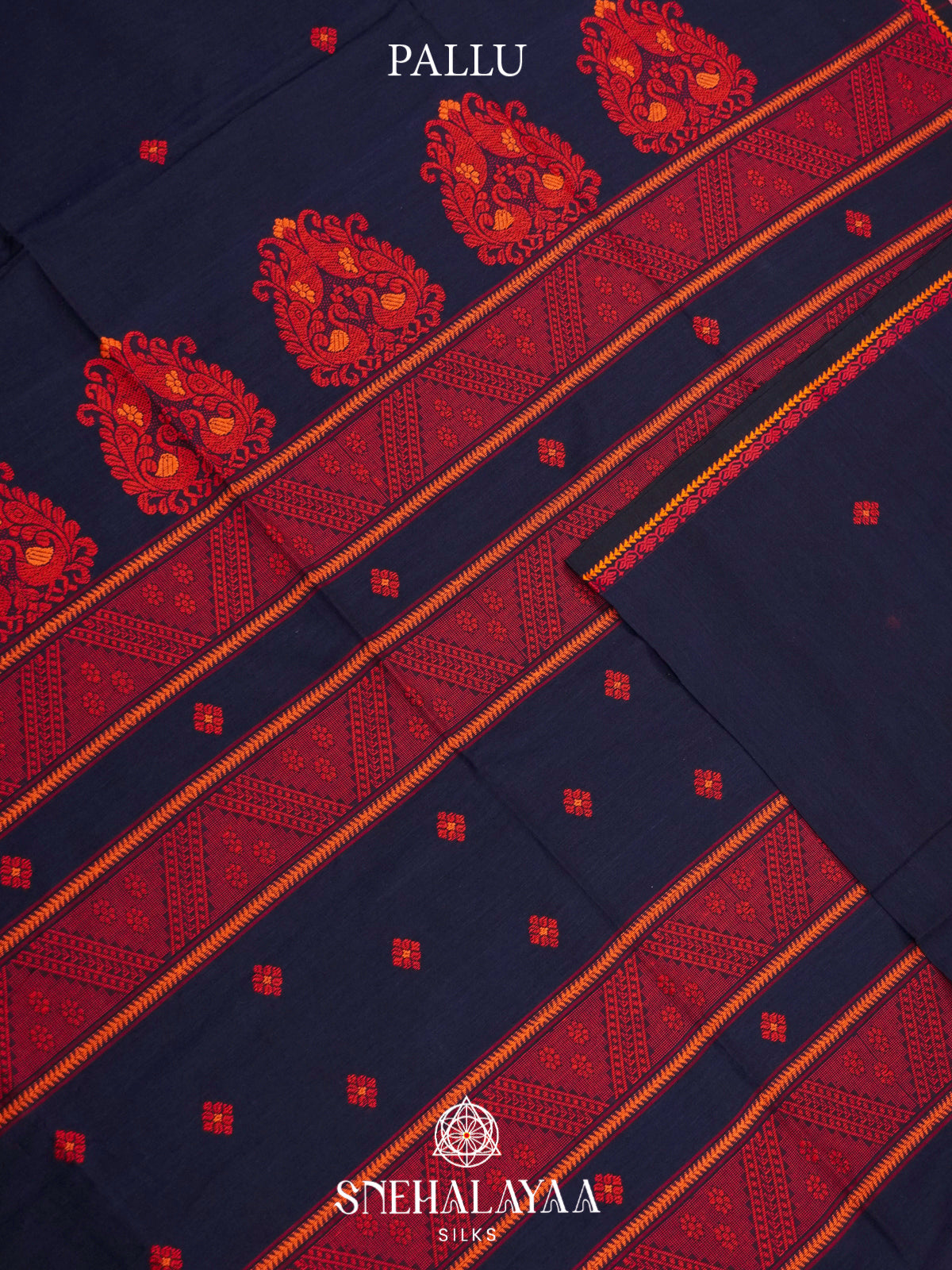 Navy Blue Chanderi Saree