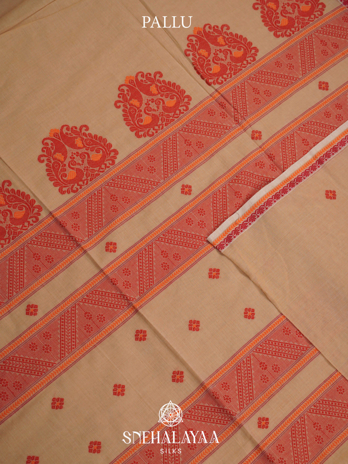 Beige Chanderi Saree