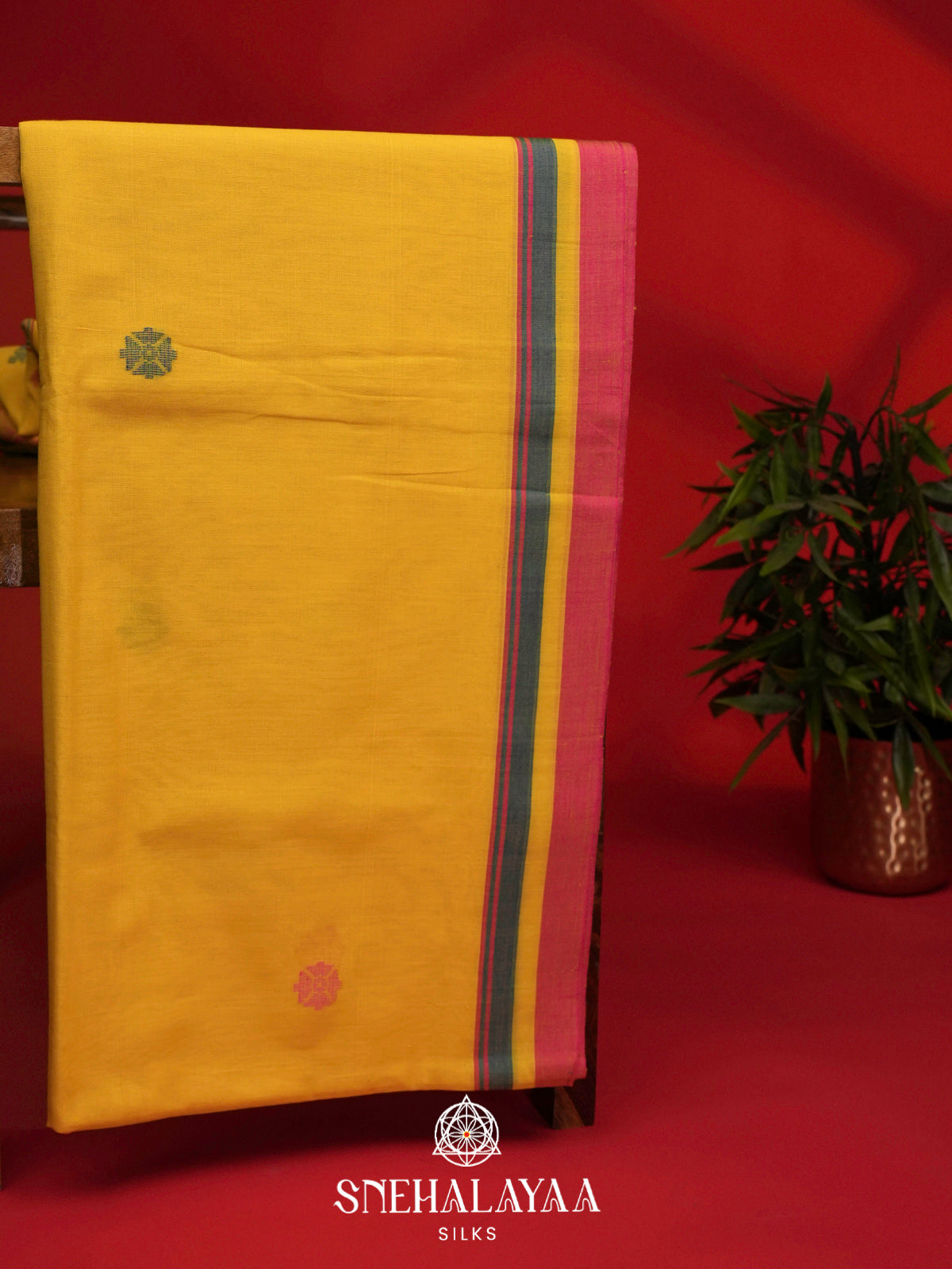 Mango Yellow Bengal Cotton Saree