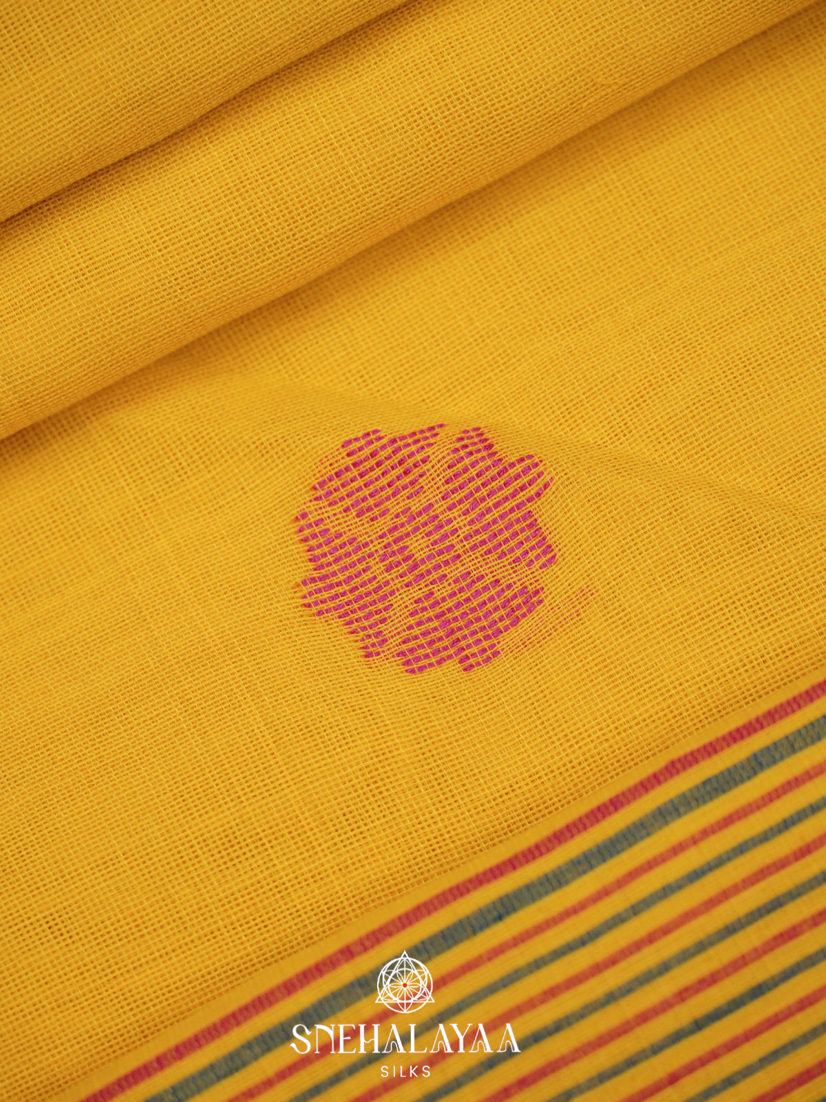 Mango Yellow Bengal Cotton Saree