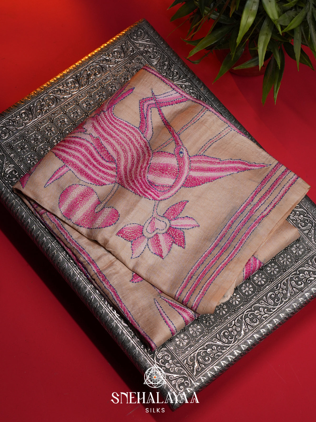 Cream Tussar Saree