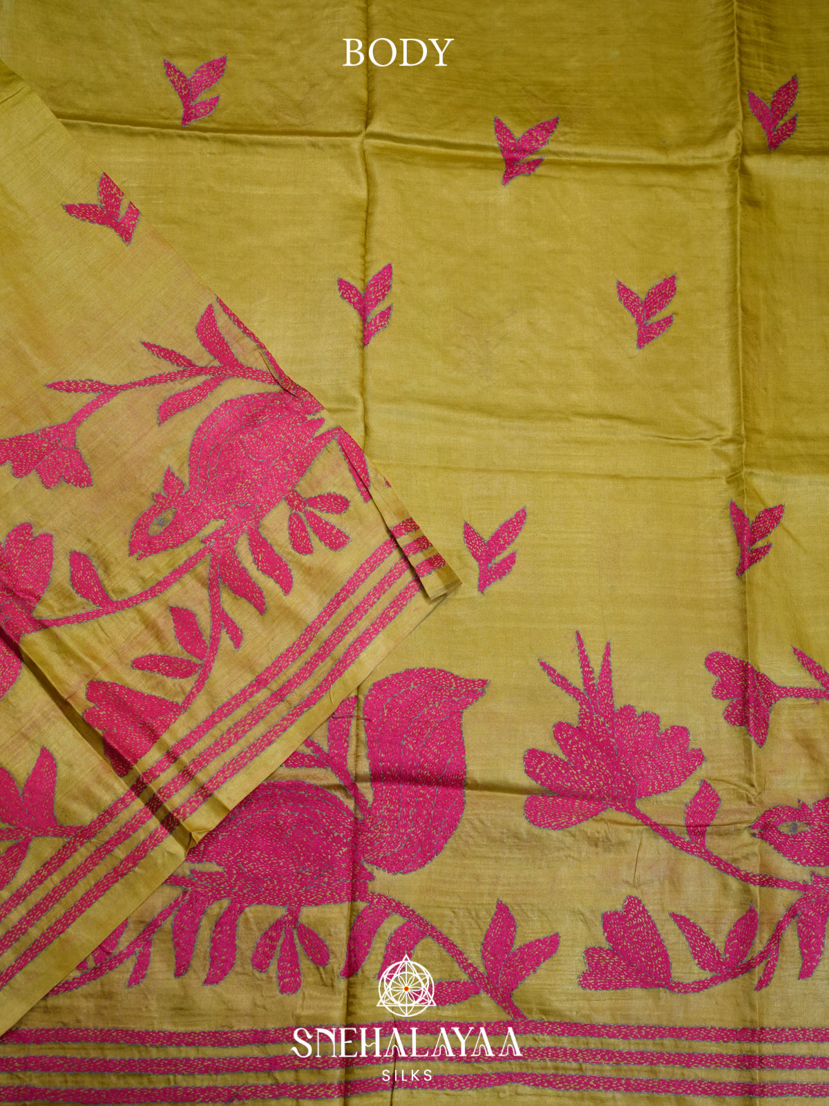 Mehandi Green Tussar Saree