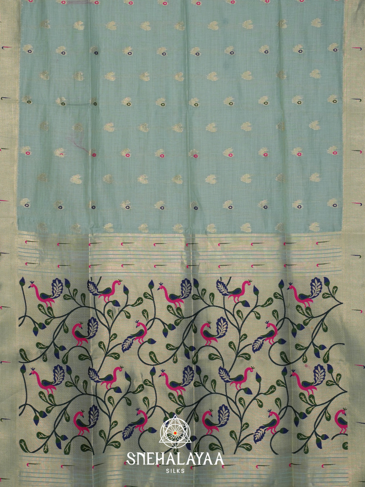 Pale Blue Munga Cotton Saree