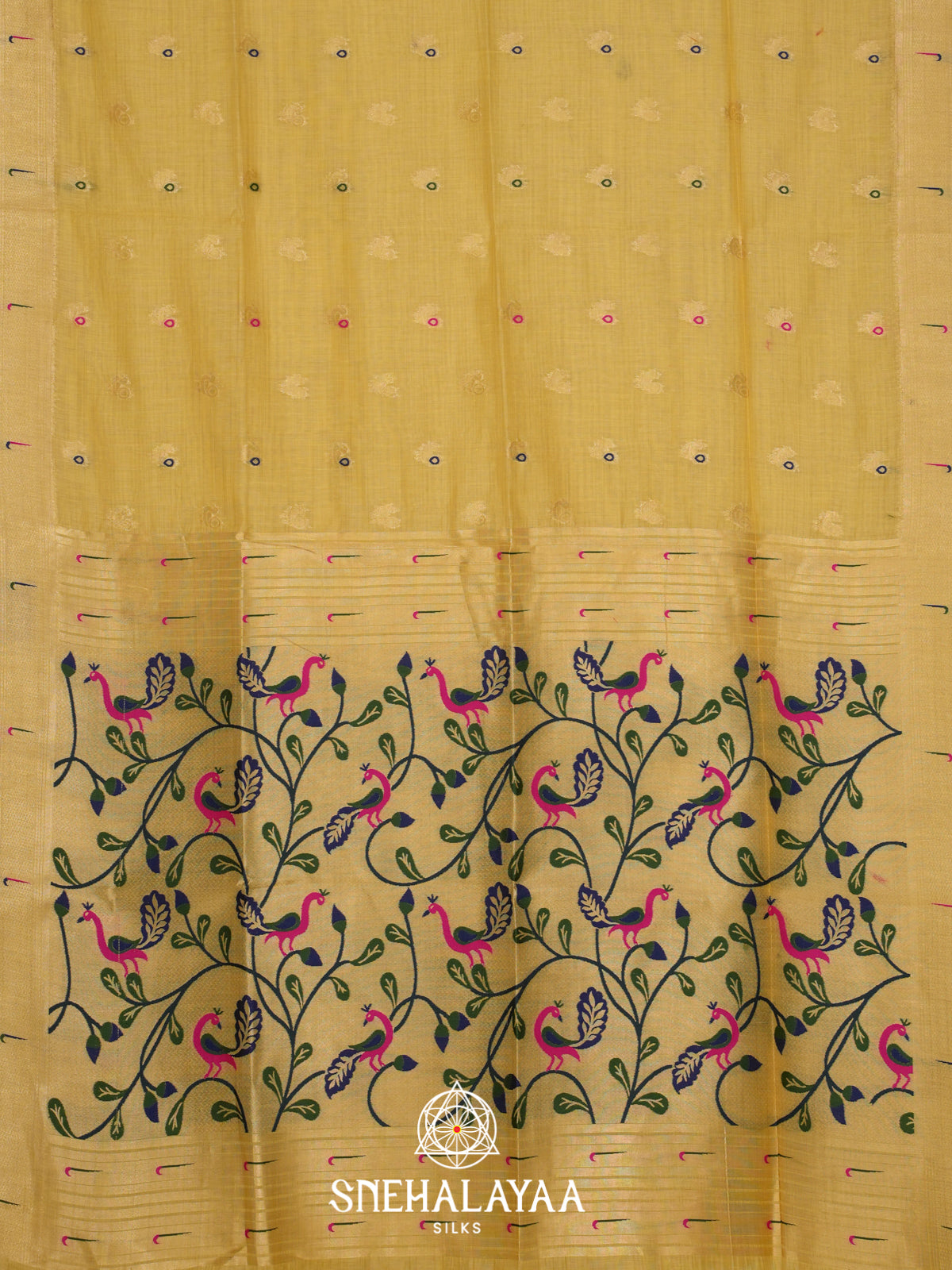 Yellow Munga Cotton Saree