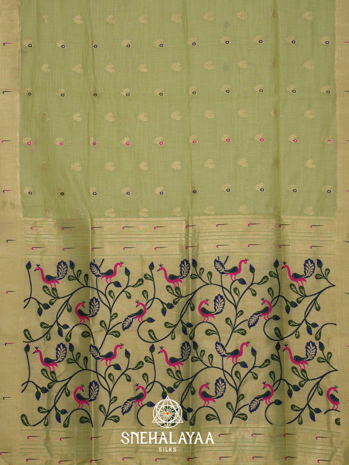 Sage Green Munga Cotton Saree