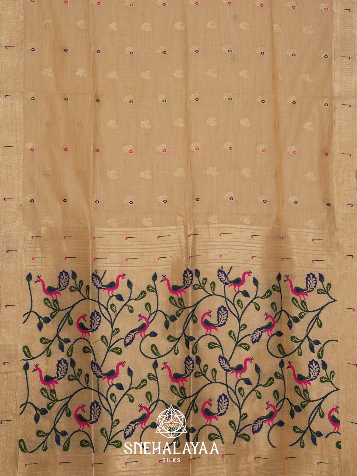 Beige Munga Cotton Saree