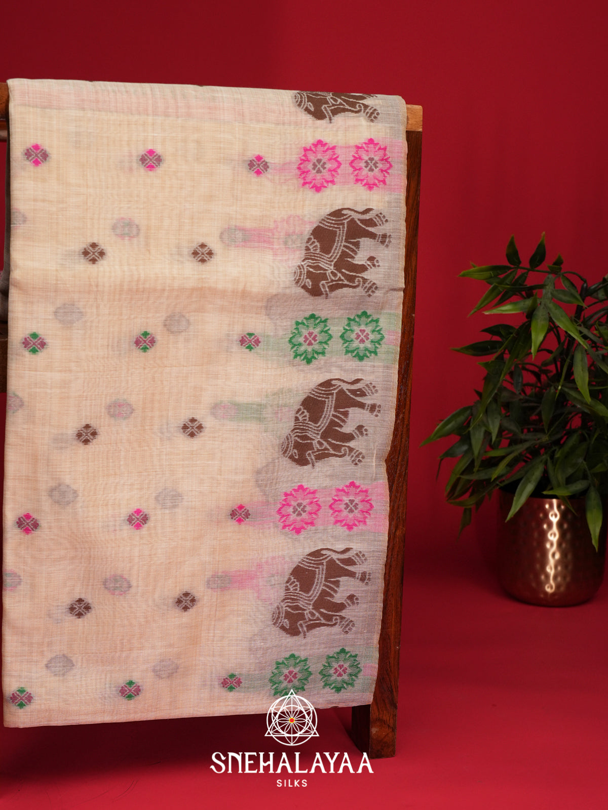 Off White Munga Cotton Saree