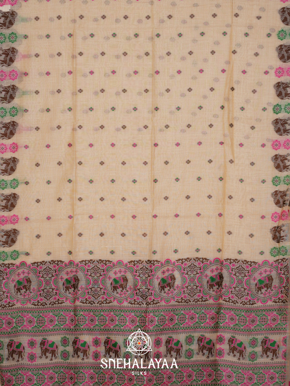 Off White Munga Cotton Saree