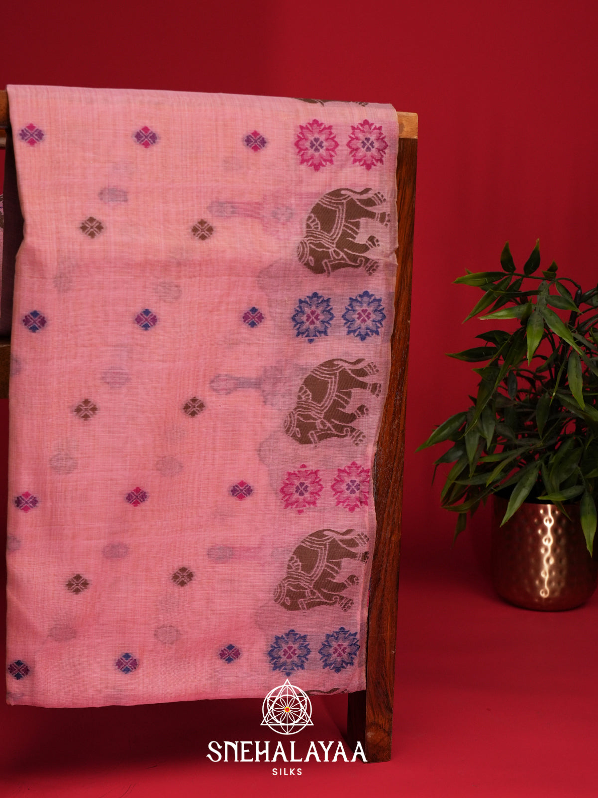 Baby Pink Munga Cotton Saree