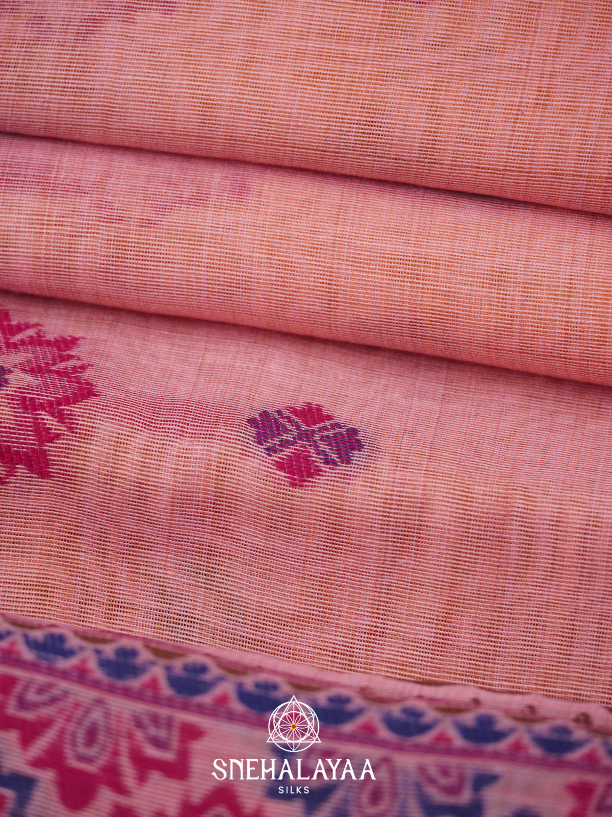 Baby Pink Munga Cotton Saree