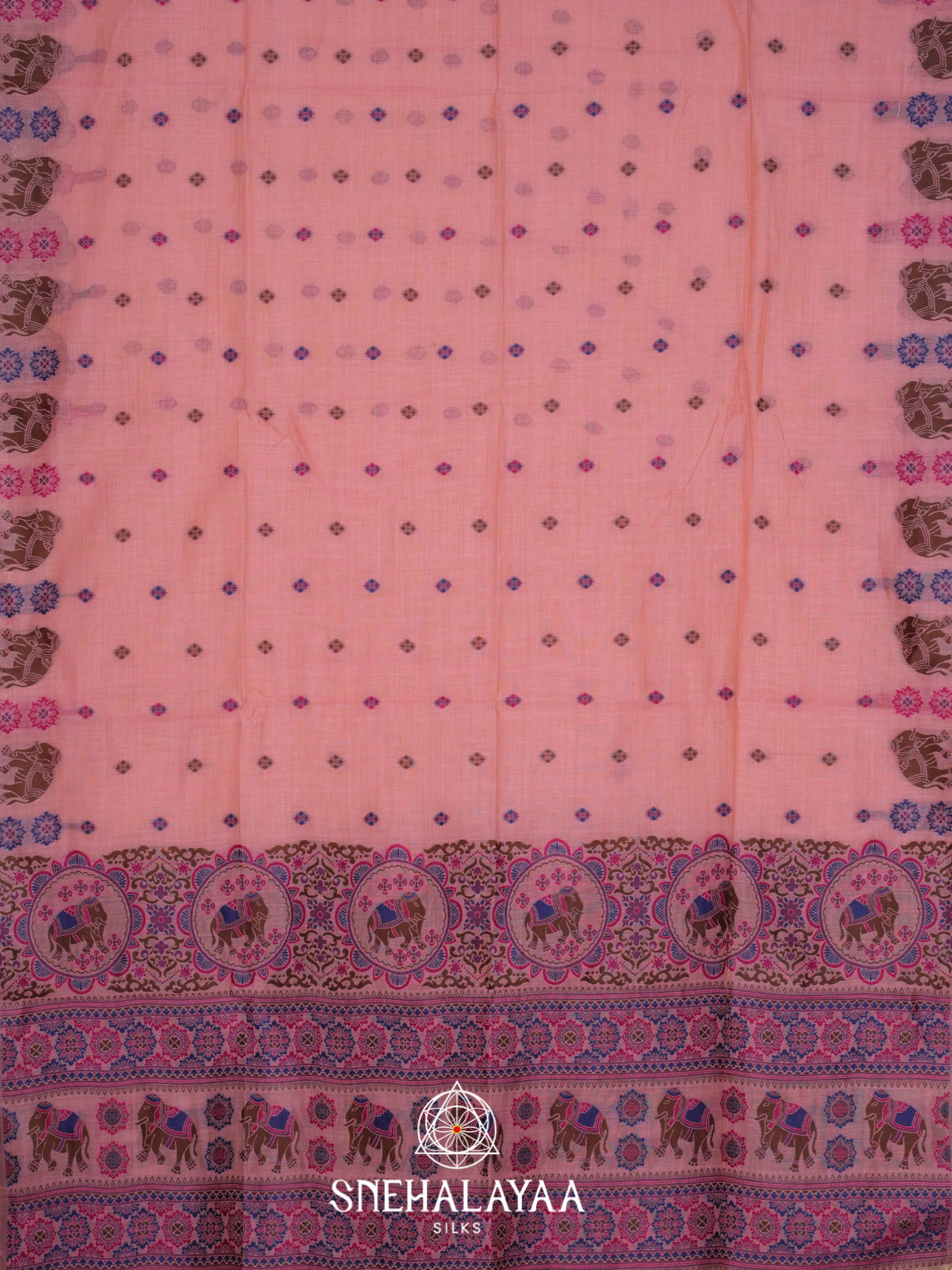 Baby Pink Munga Cotton Saree