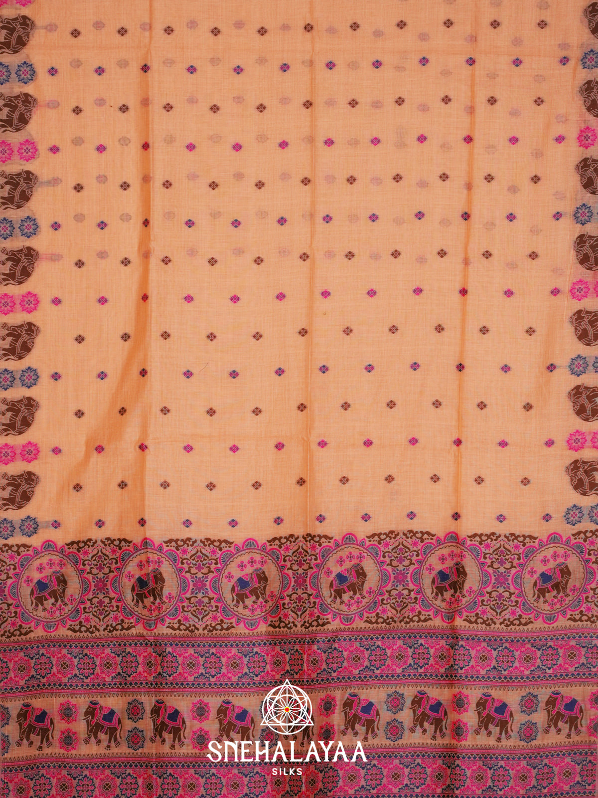 Peach Munga Cotton Saree