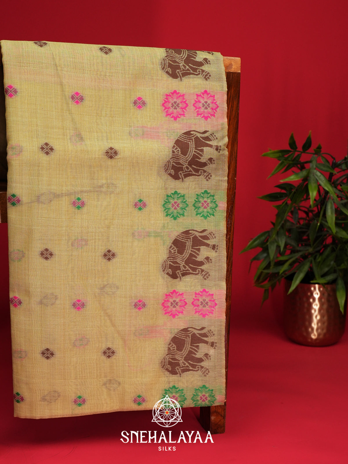 Yellow Munga Cotton Saree