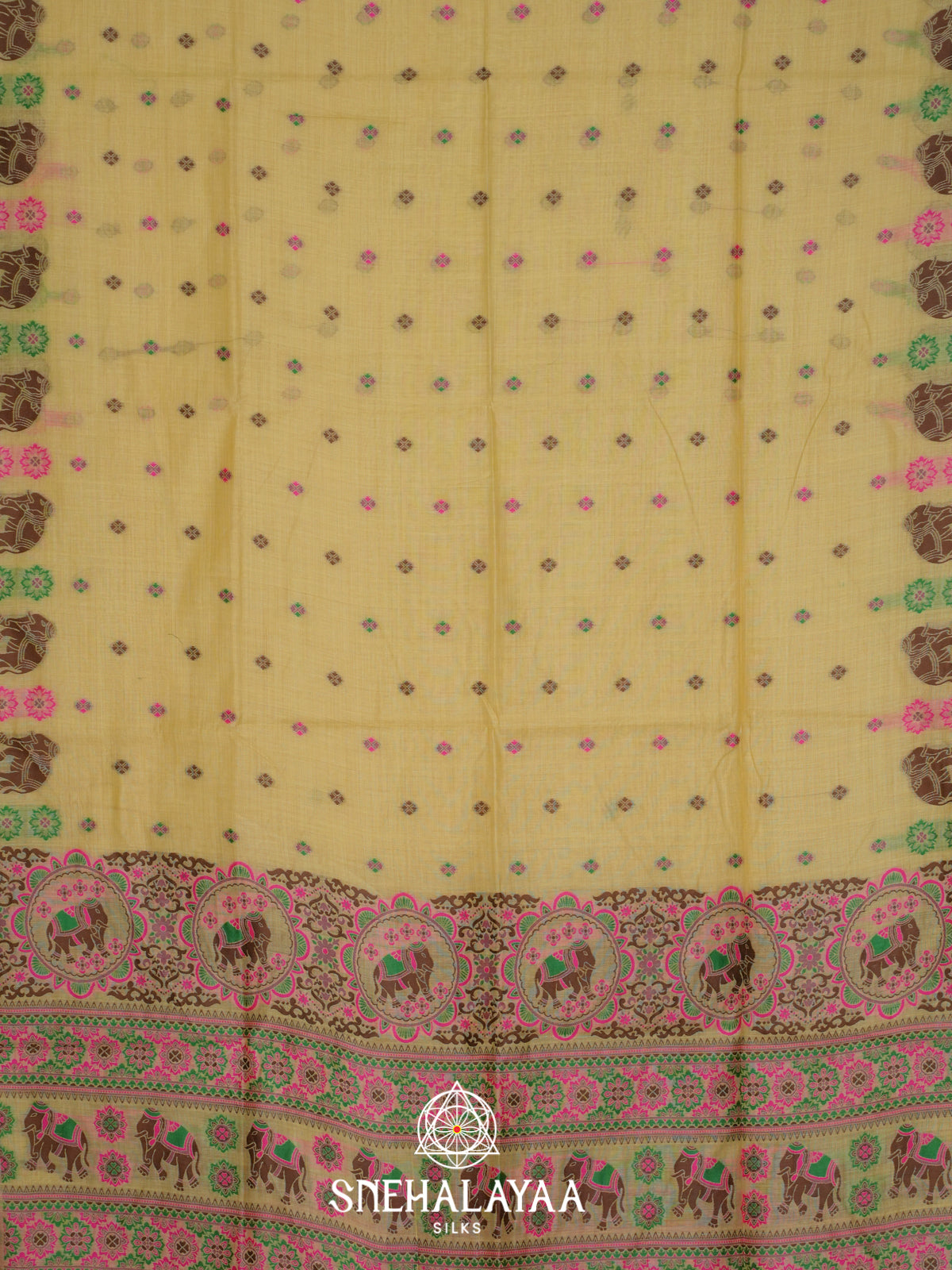 Yellow Munga Cotton Saree
