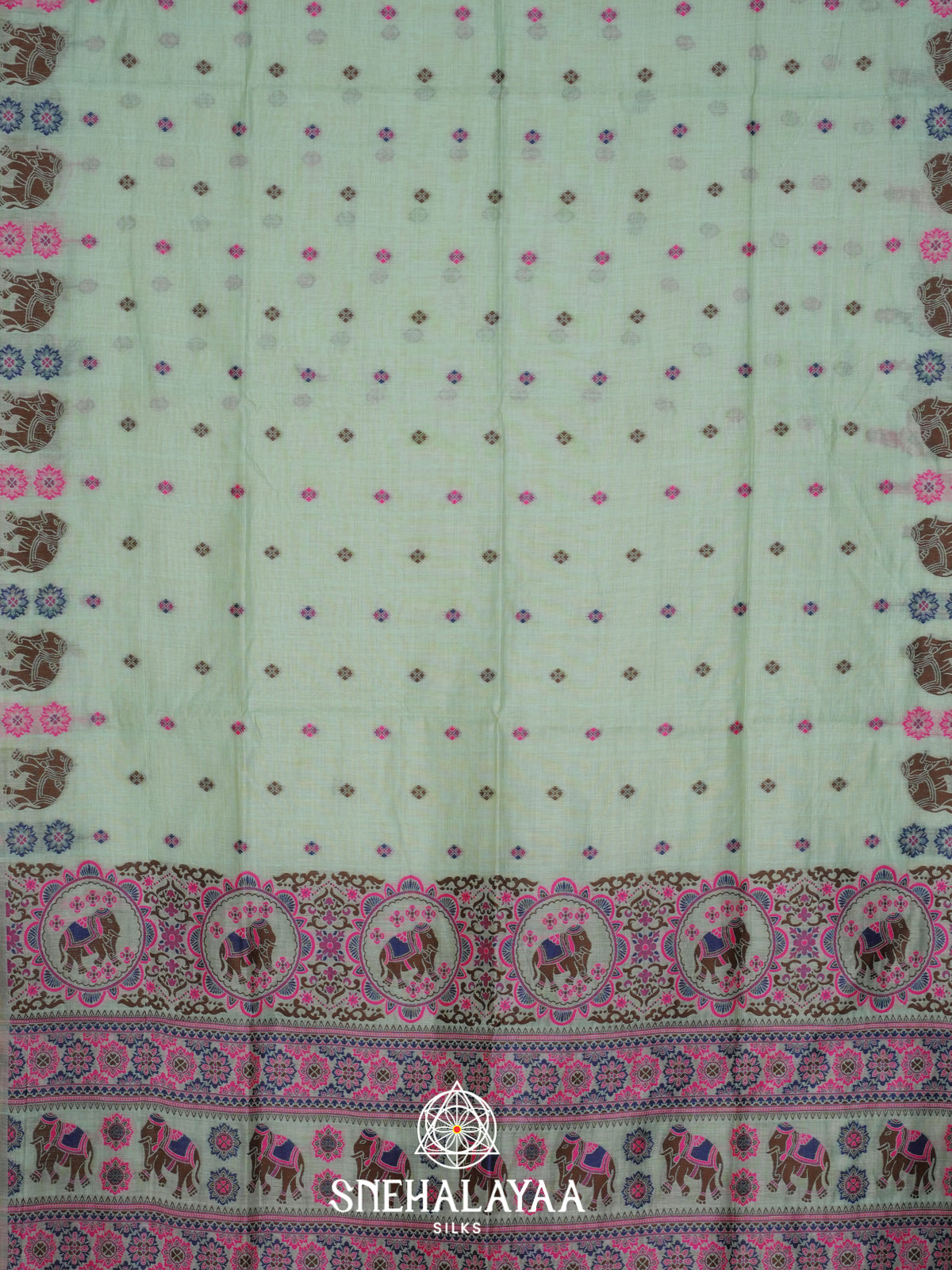 Mint Munga Cotton Saree