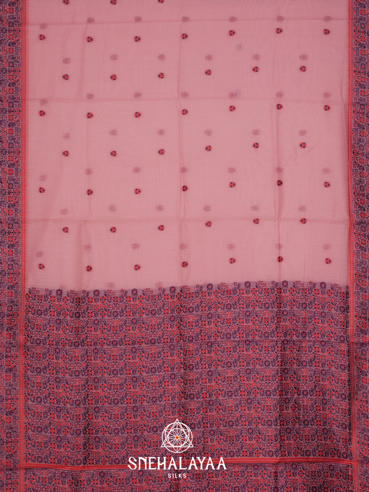 Baby Pink Munga Cotton Saree
