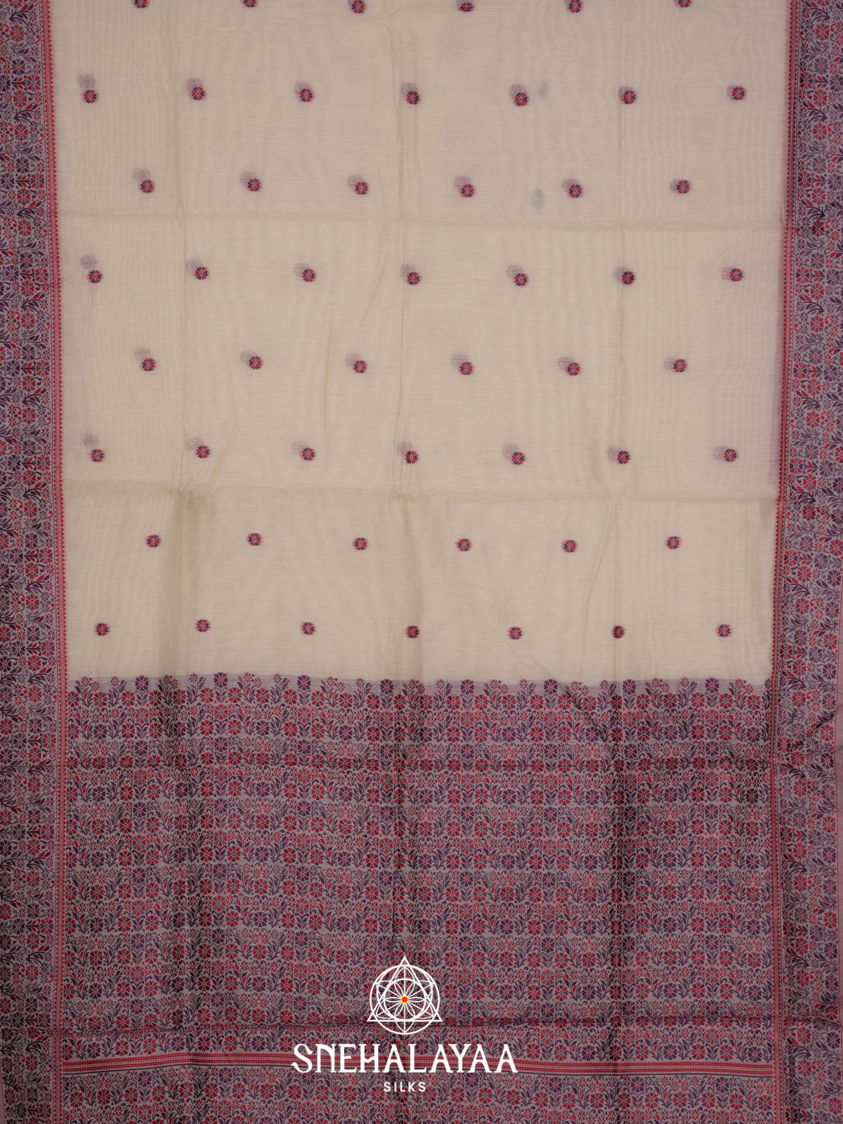 Off White Munga Cotton Saree