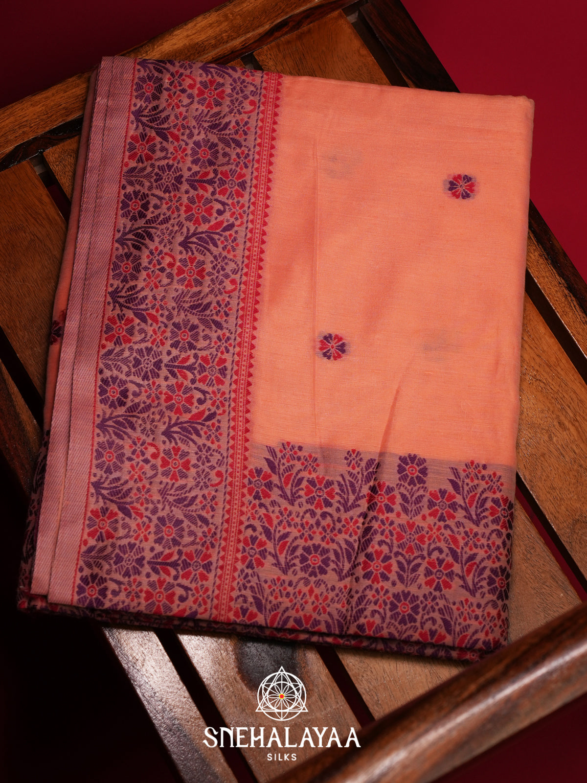 Peach Munga Cotton Saree