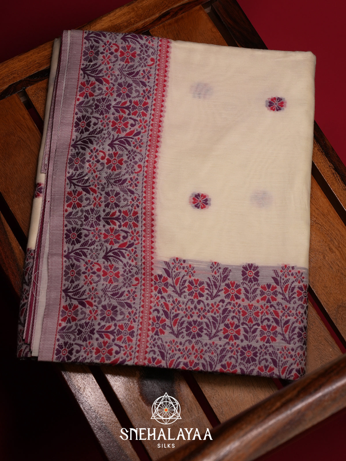 Off White Munga Cotton Saree
