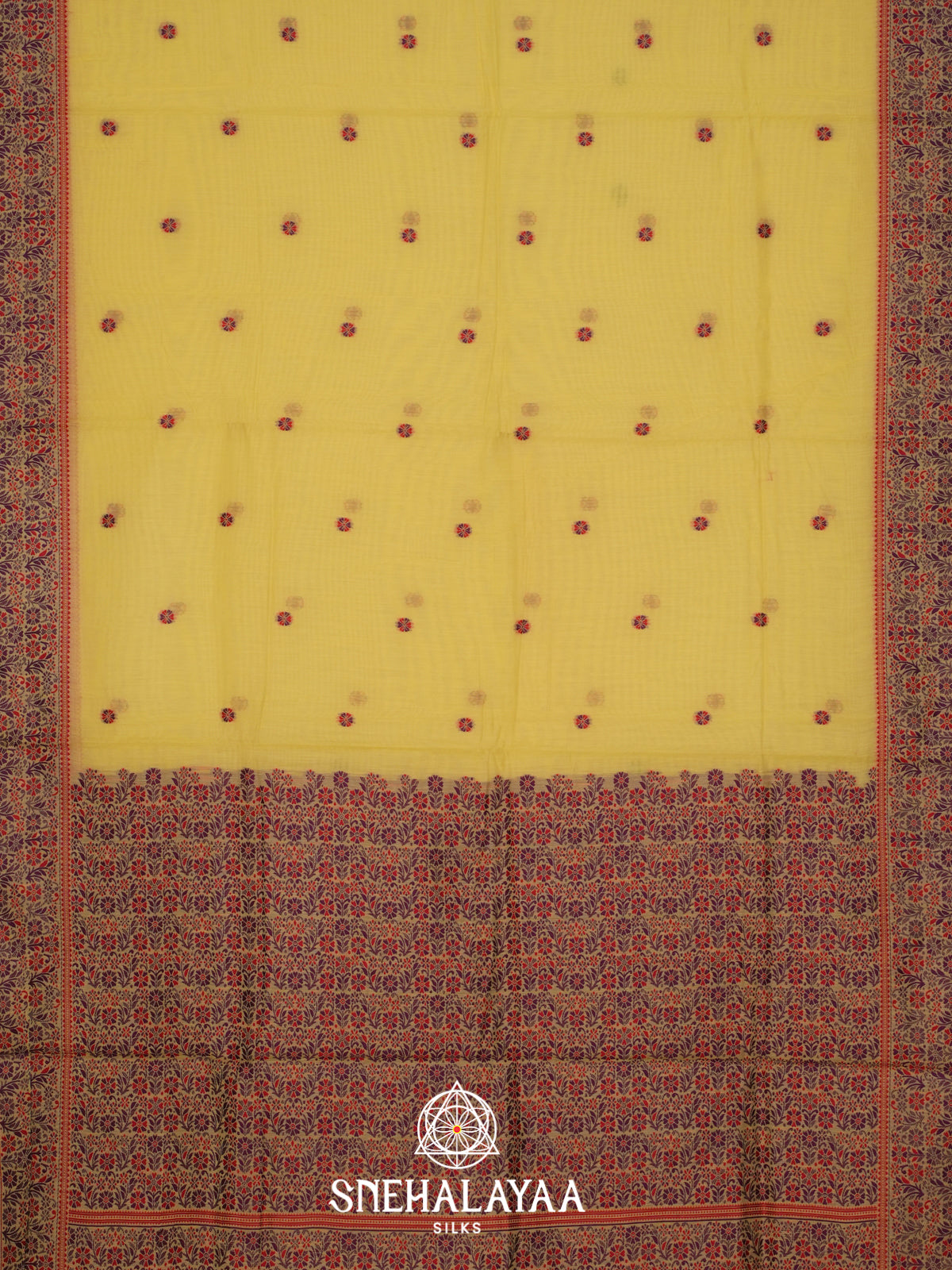 Yellow Munga Cotton Saree