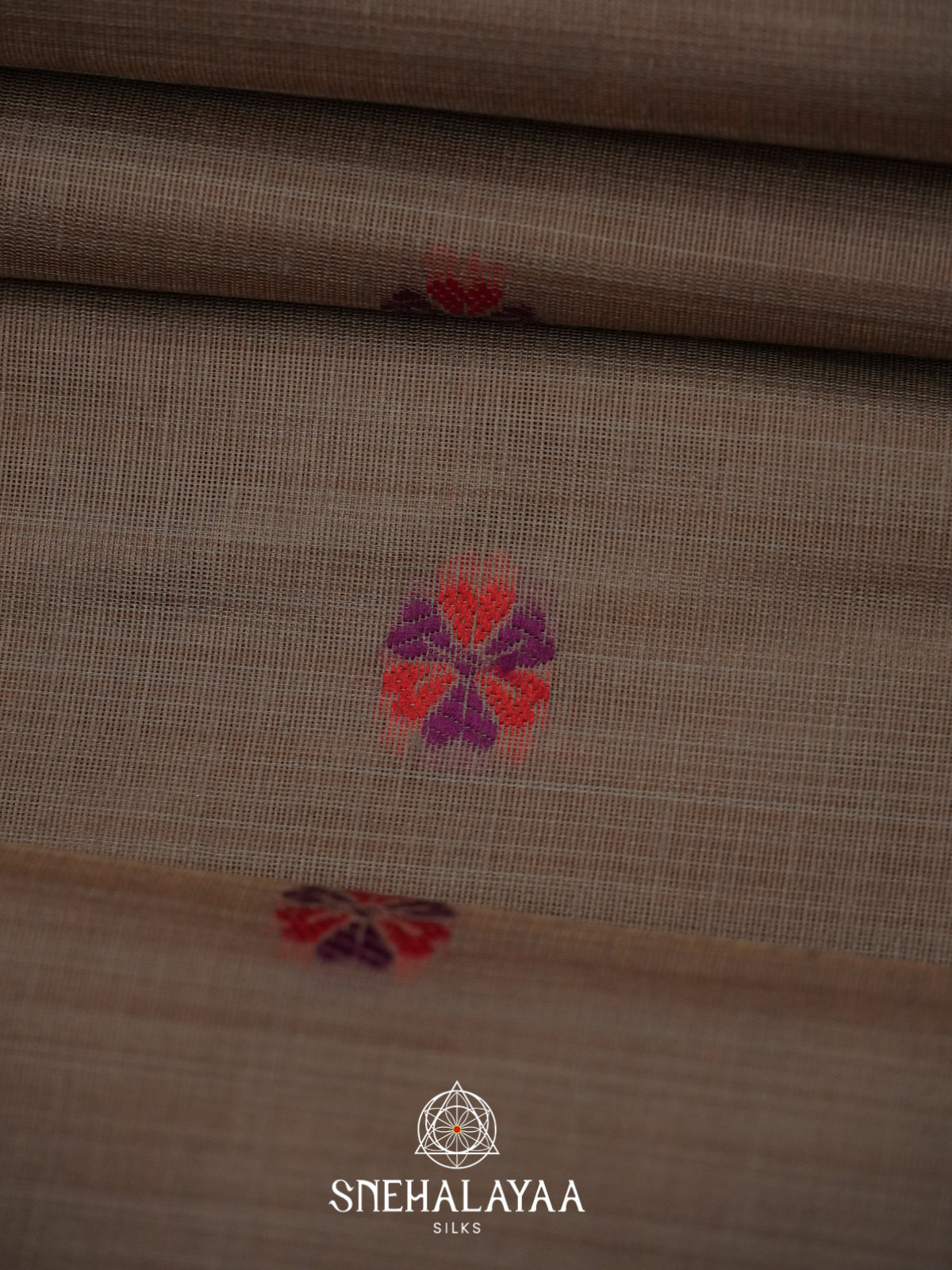 Taupe Brown Munga Cotton Saree