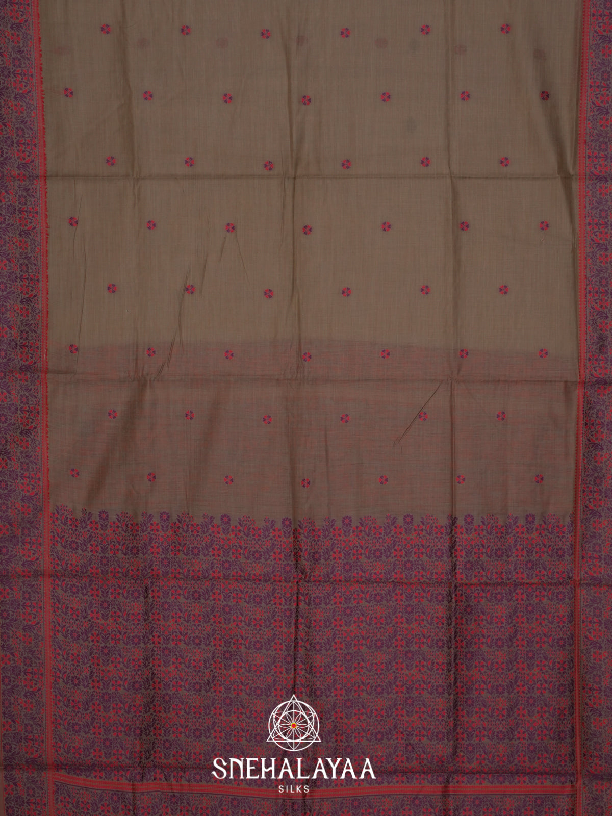 Taupe Brown Munga Cotton Saree