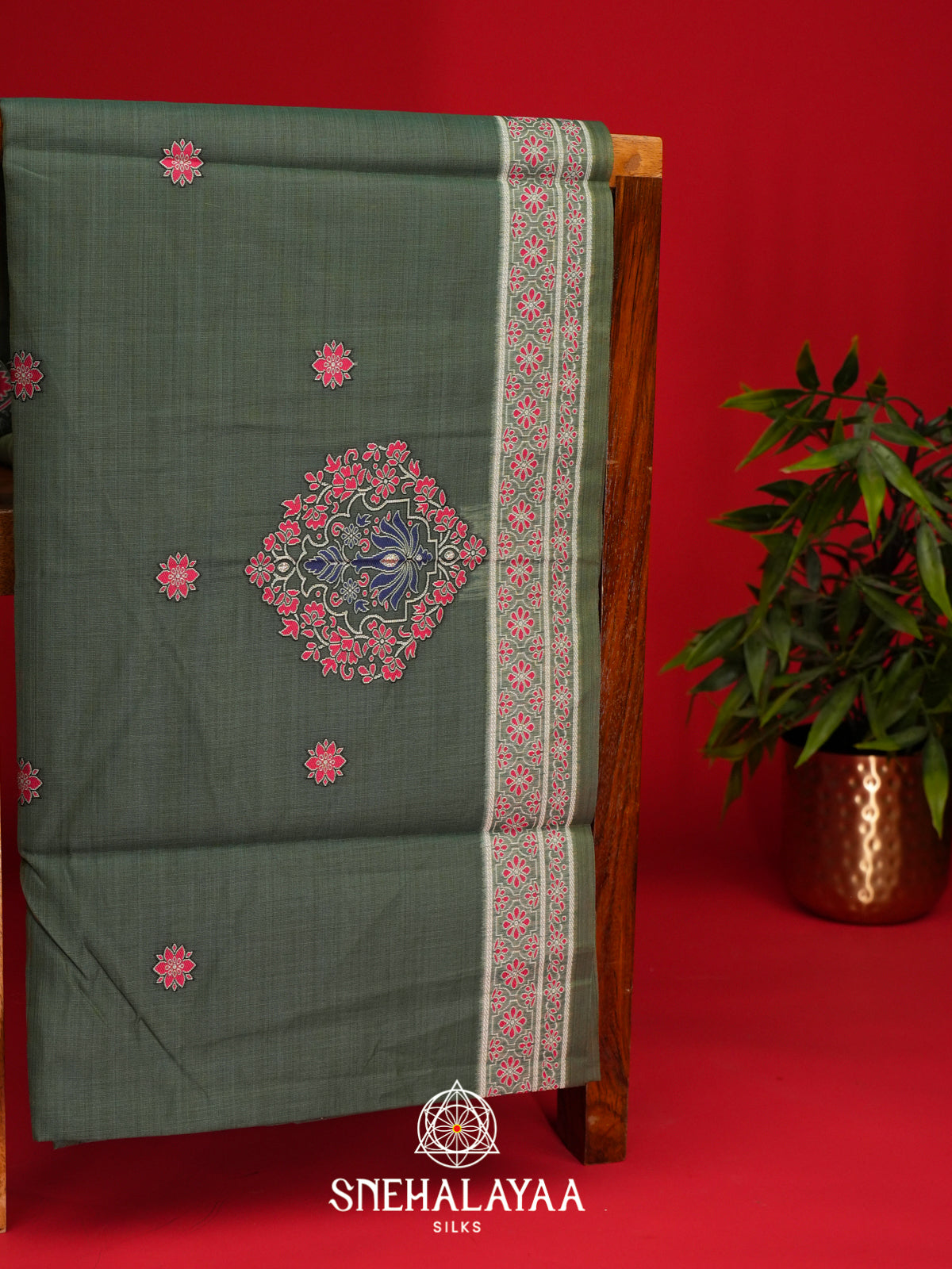 Sage Green Munga Cotton Saree
