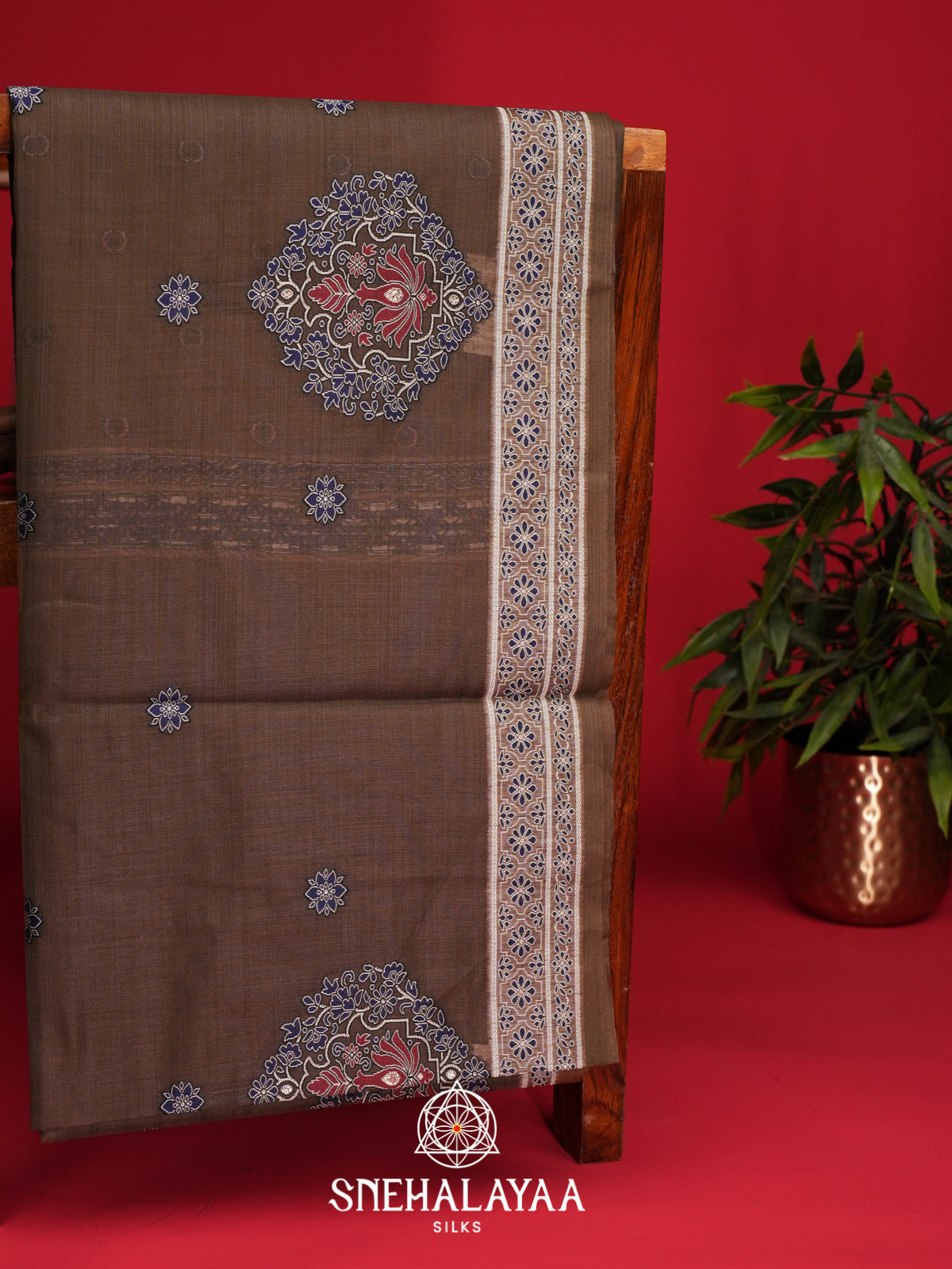 Brown Munga Cotton Saree