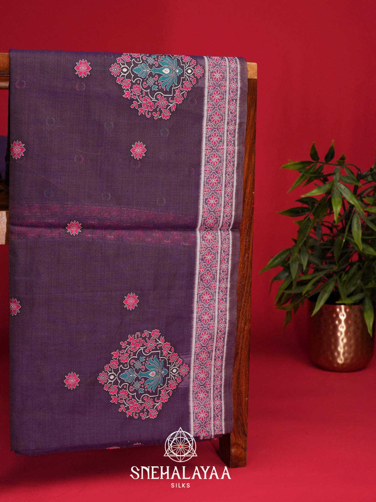 Purple Munga Cotton Saree