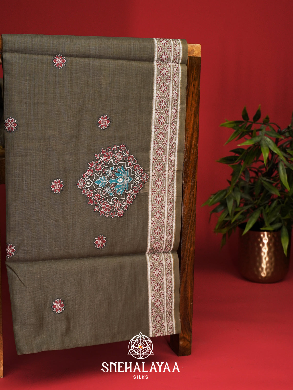 Taupe Brown Munga Cotton Saree