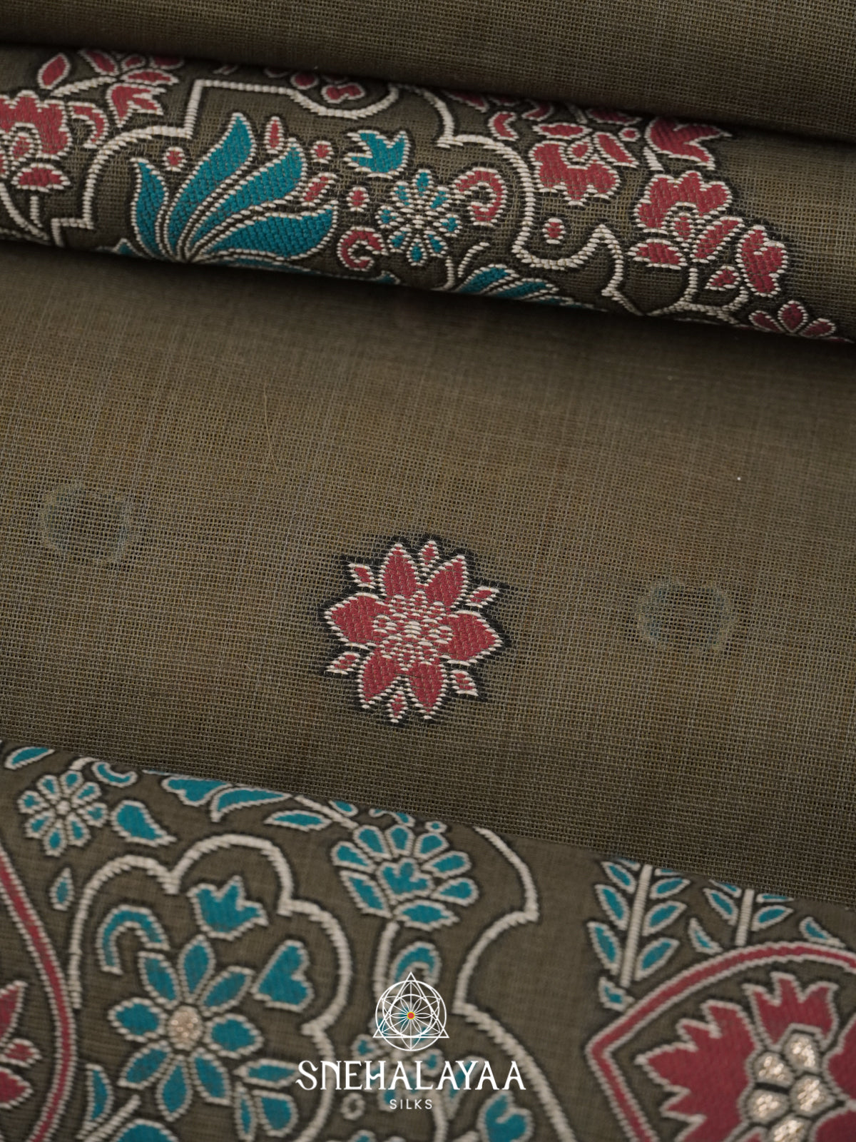 Taupe Brown Munga Cotton Saree