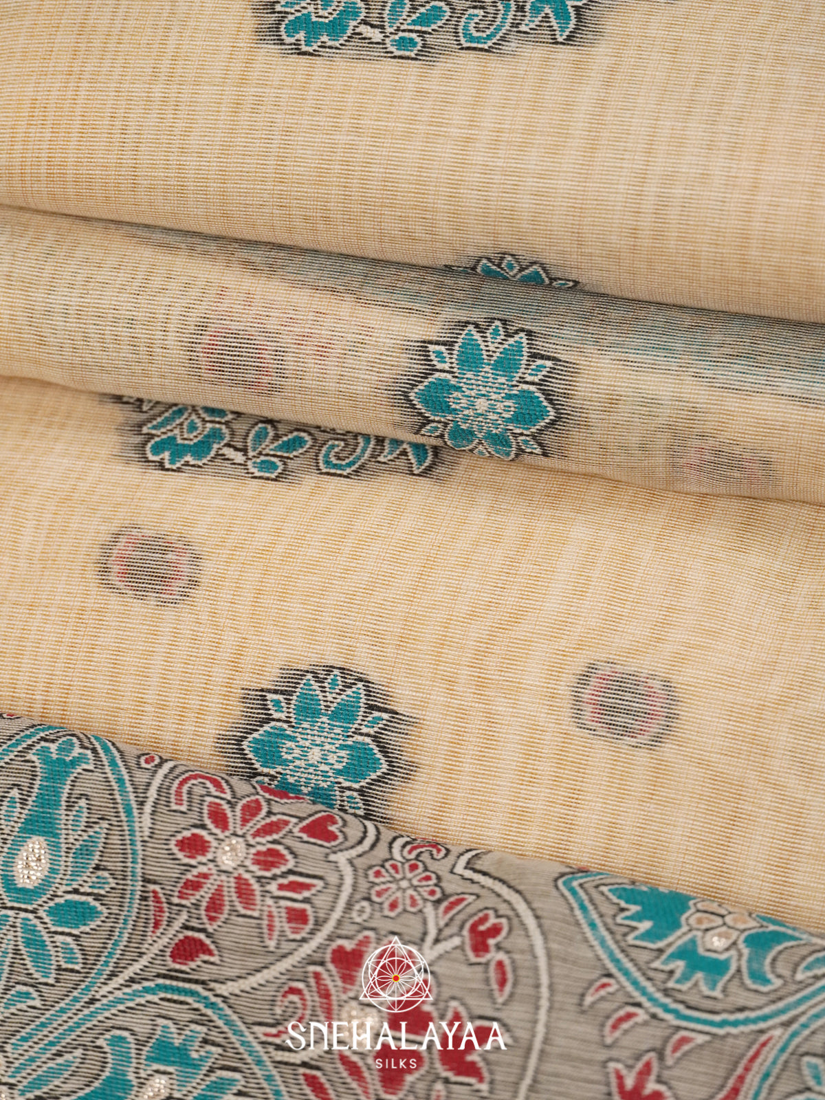 Cream Munga Cotton Saree