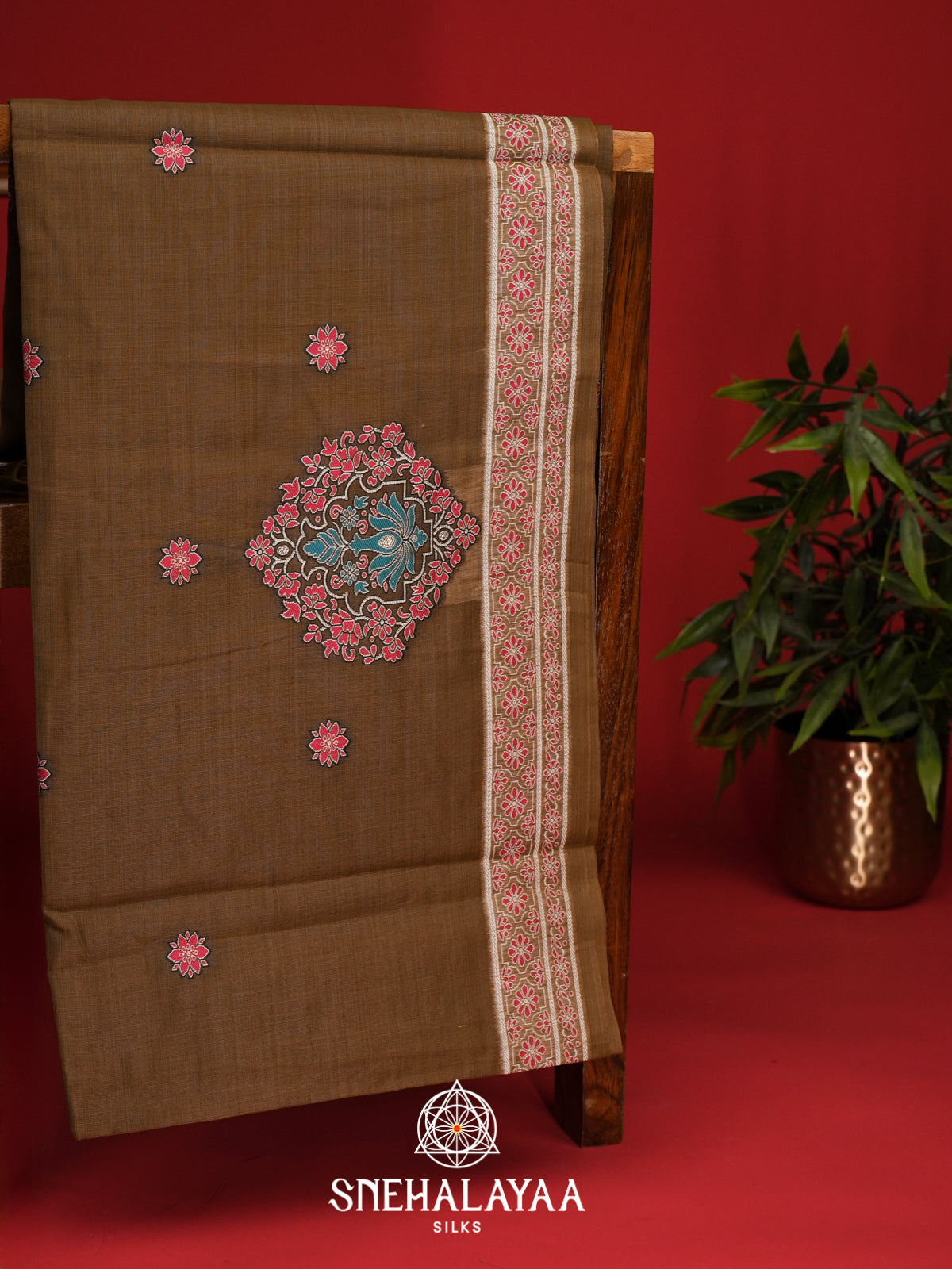 Brown Munga Cotton Saree