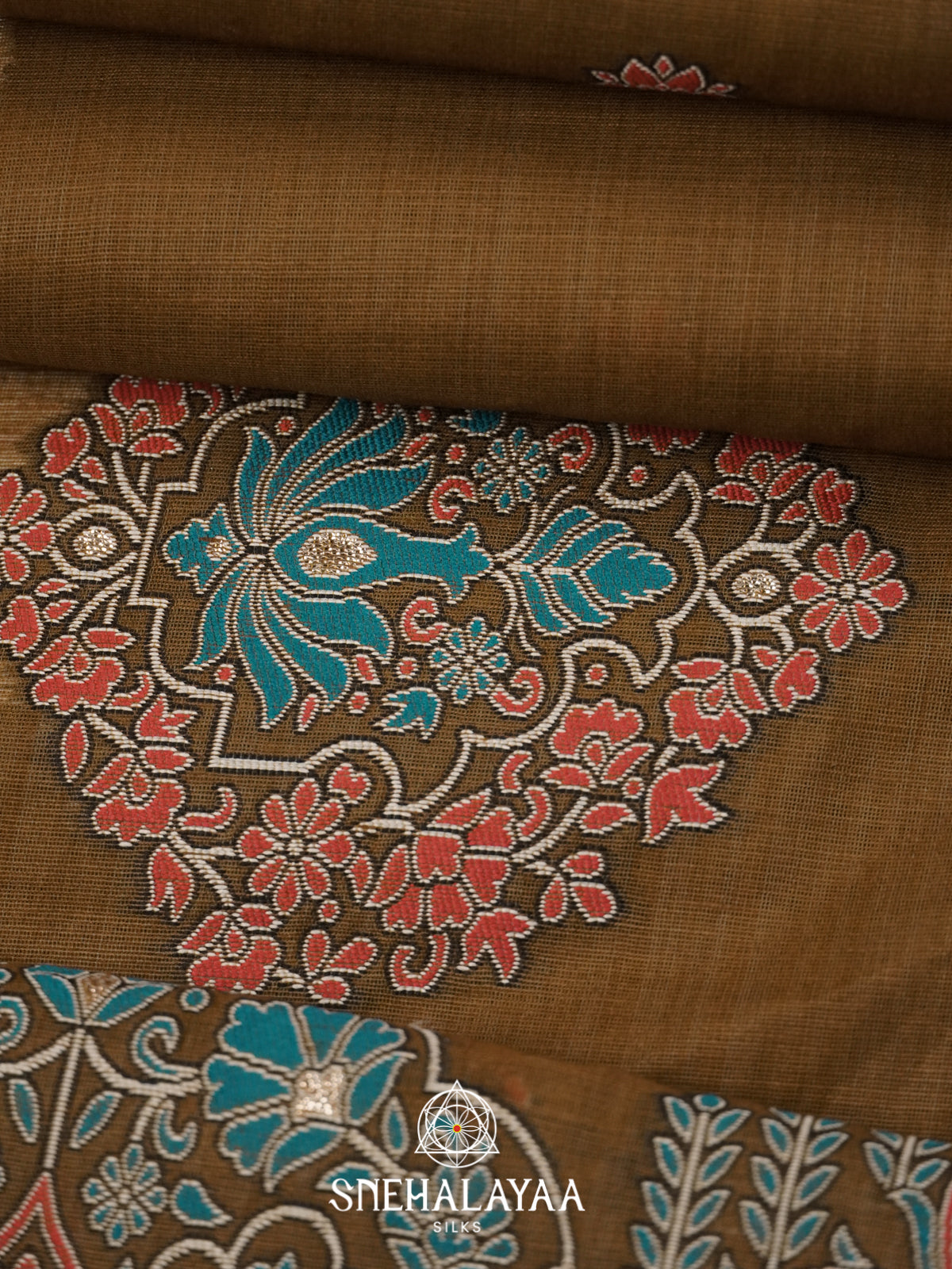 Brown Munga Cotton Saree