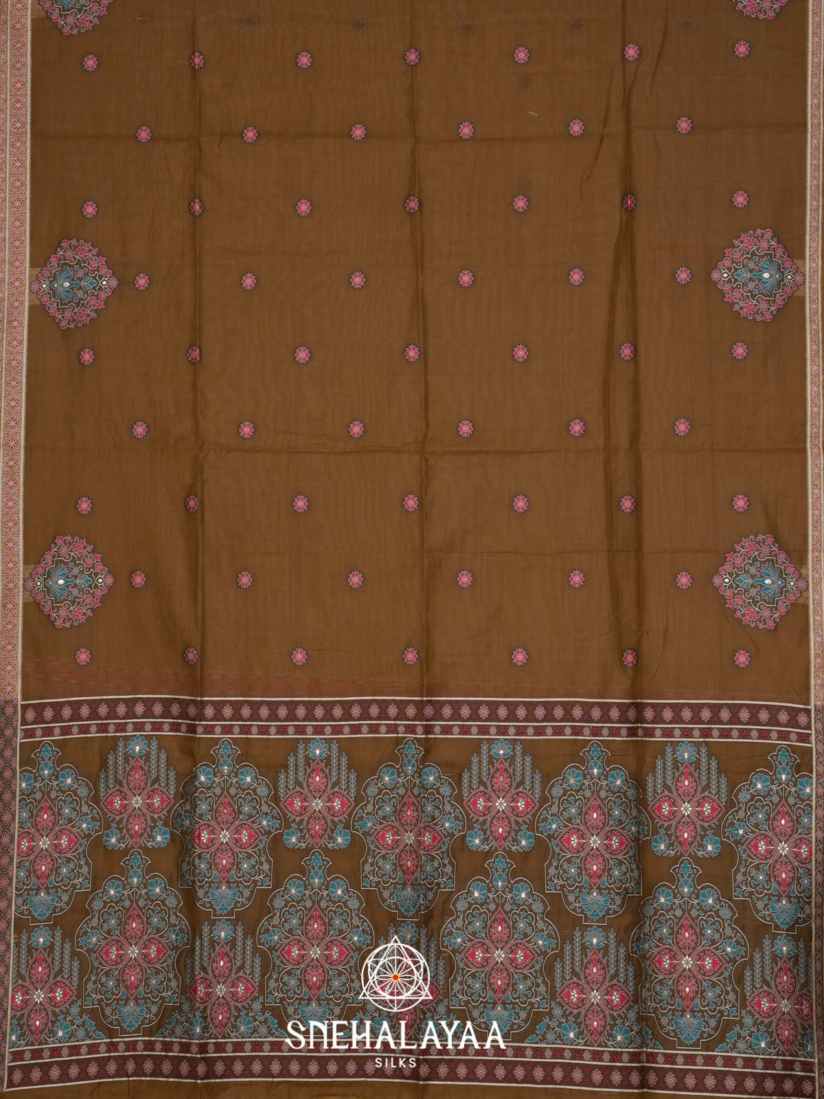 Brown Munga Cotton Saree