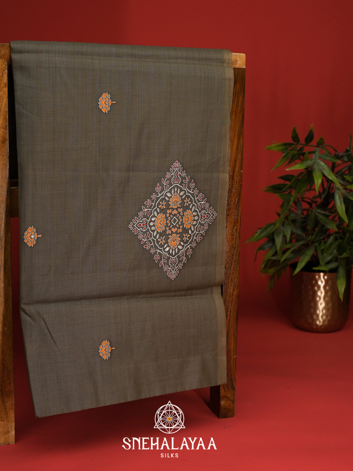 Grey Munga Cotton Saree