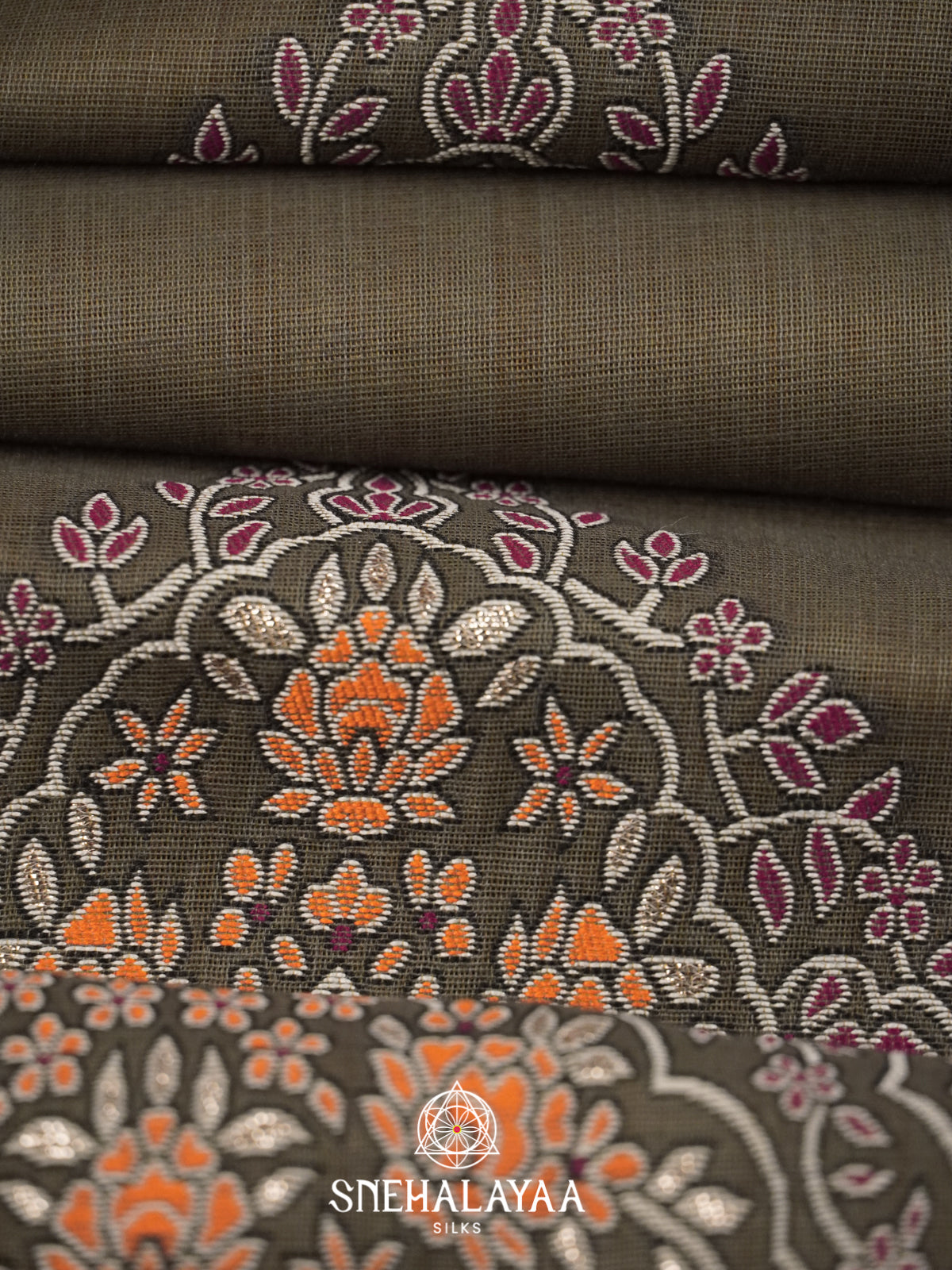 Grey Munga Cotton Saree