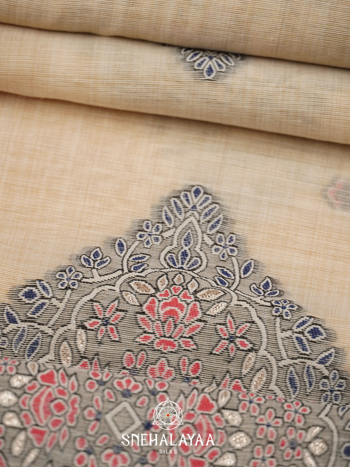 Beige Munga Cotton Saree